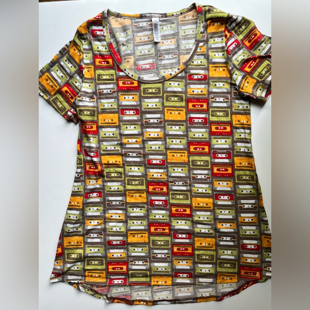 LuLaRoe Women’s Cassette Tape Tee - Red, Orange, Green